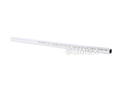 Zdravotnícka hadica pre kyslík PHT FREE, 6,5/12,2mm, 14bar, bezftalátová, antistatická, PA/PU, biela
